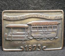 XC19137 VINTAGE 1970s SAN FRANCISCO CABLE CAR CAR DUMMY BRASS BELT BUCKLE