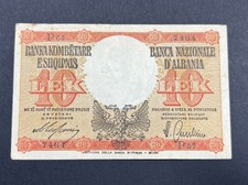 ALBANIA BANKNOTES 10 LEKE  ORIGINAL  PAPER MONEY 1940 CIRCULATED