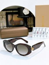 BVLGARI BV40007I Tortoise Oval Sunglasses Gray Gradient Lenses Gold Logo