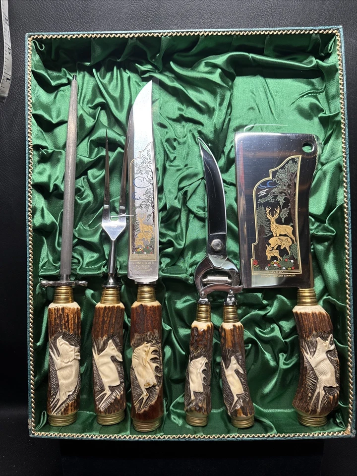 Juego de 5 piezas de cuchillo de asta Walter Williams Solingen Alemania años 50 Foto 2 de 4