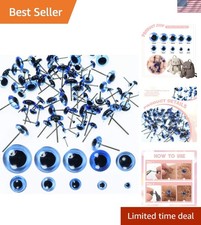 TOAOB 100Pcs Blue Glass Eyes Kits 3Mm to 12Mm Assorted Sizes for Crafts Needle