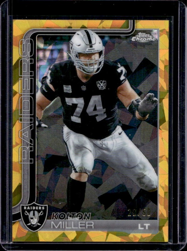 2025 Topps Chrome Sapphire Kolton Miller Gold Refractor #/50 Raiders