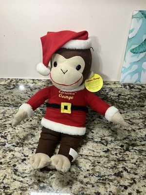Curious George Santa Outfit Brown Red Monkey Stuffed Animal Plush Christmas