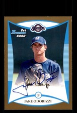 Signed Baseball Card Auto Jake Odorizzi 2008 Bowman #BDPP51 Brewers Gold
