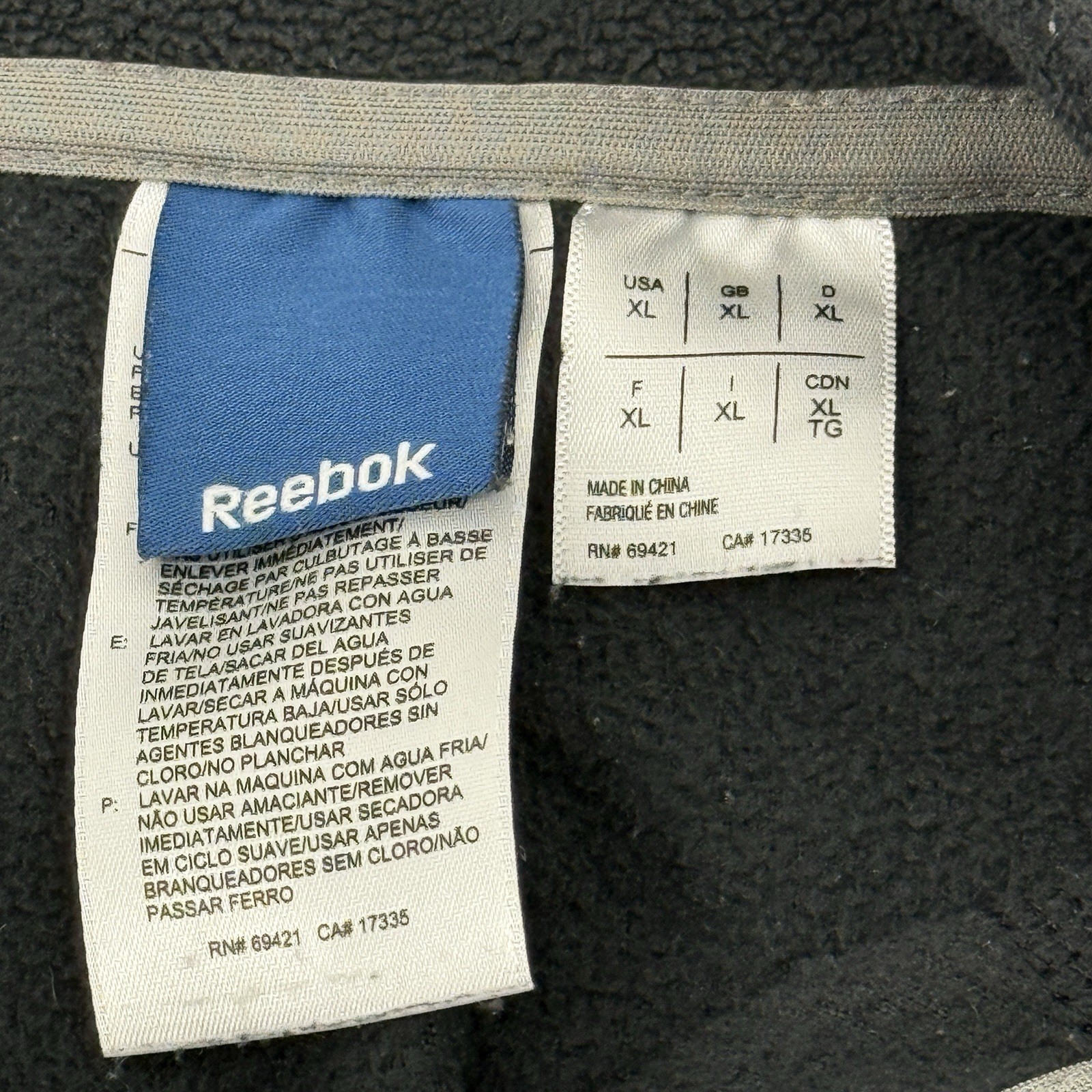 Reebok Men's XL Fleece Jacket Full Zip Black With Slash Pockets Stylish Classic thumbnail 3