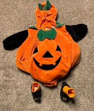 Babystyle Plush Pumpkin Halloween Costume 3-6 Months with Booties B1