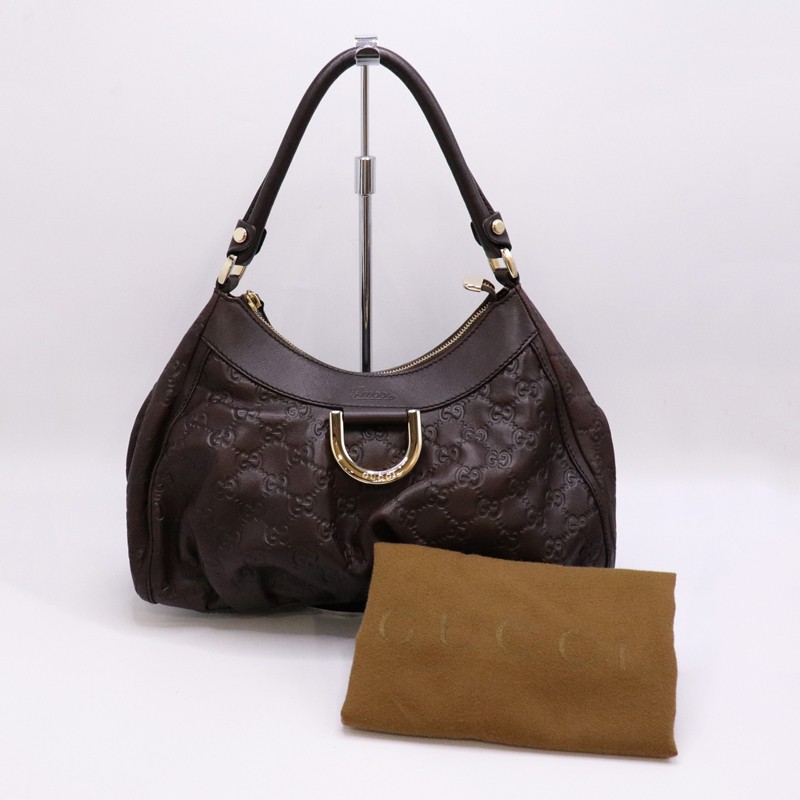 GUCCI Abby Leather Shoulder Bag in Brown Imported from Japan