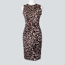 CALVIN KLEIN Women's Sheath Knee Length Leopard / Animal Print Dress Size 2