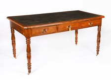 Antique Victorian 6 Drawer Oak Partners Writing Table Desk C1850 19th C
