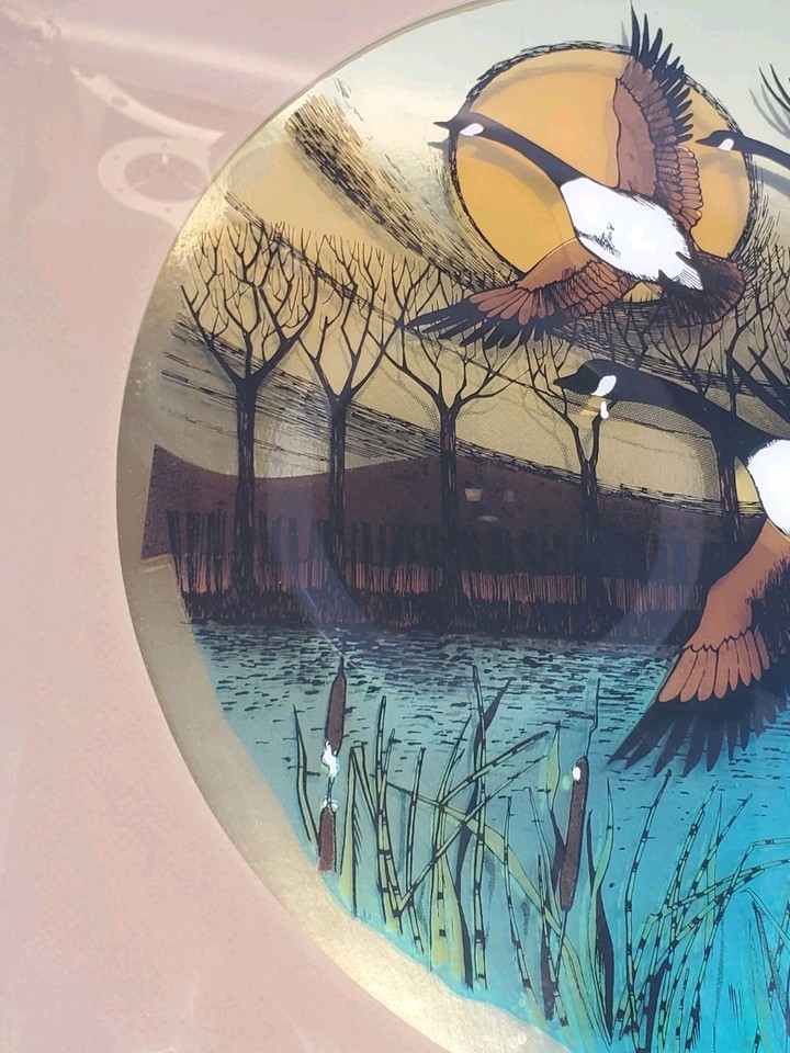 Vintage Jim Roslof Reverse Mirror Picture Painting Of Ducks Flying ...