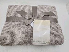Barefoot Dreams Cozychick Microstripe Throw Blanket Beached Rock/Almond 45"x60"
