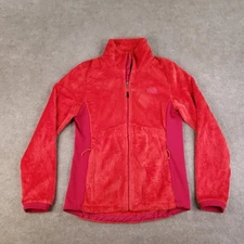 North Face Tech Osito Jacket Womens Medium Orange Fuzzy Fleece Full Zip Outdoors