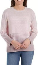 Ella Moss Women's Crew Neck Knit Pullover Sweater Pink Stripe S