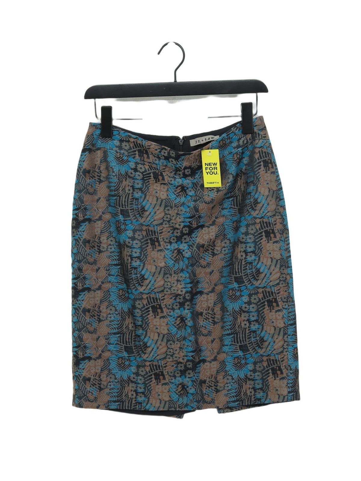 Women's Jigsaw Midi Skirt UK 10 Multi Straight Pencil Style 100% Polyester-image