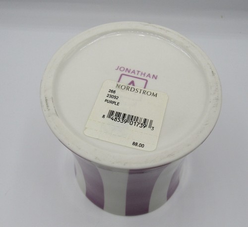 Jonathan Adler Glitter canister purple/white stripe ceramic lidded box circus - Picture 10 of 15