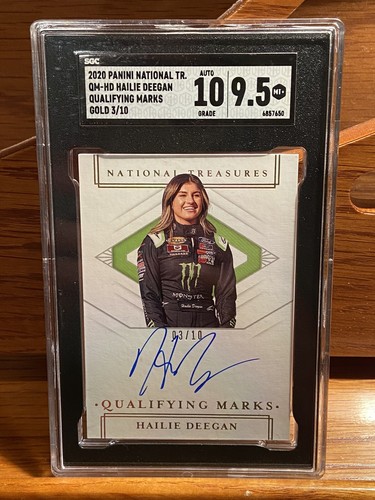 Hailie Deegan 2020 National Treasures /10 Gold Auto Qualifying Marks SGC 9.5
