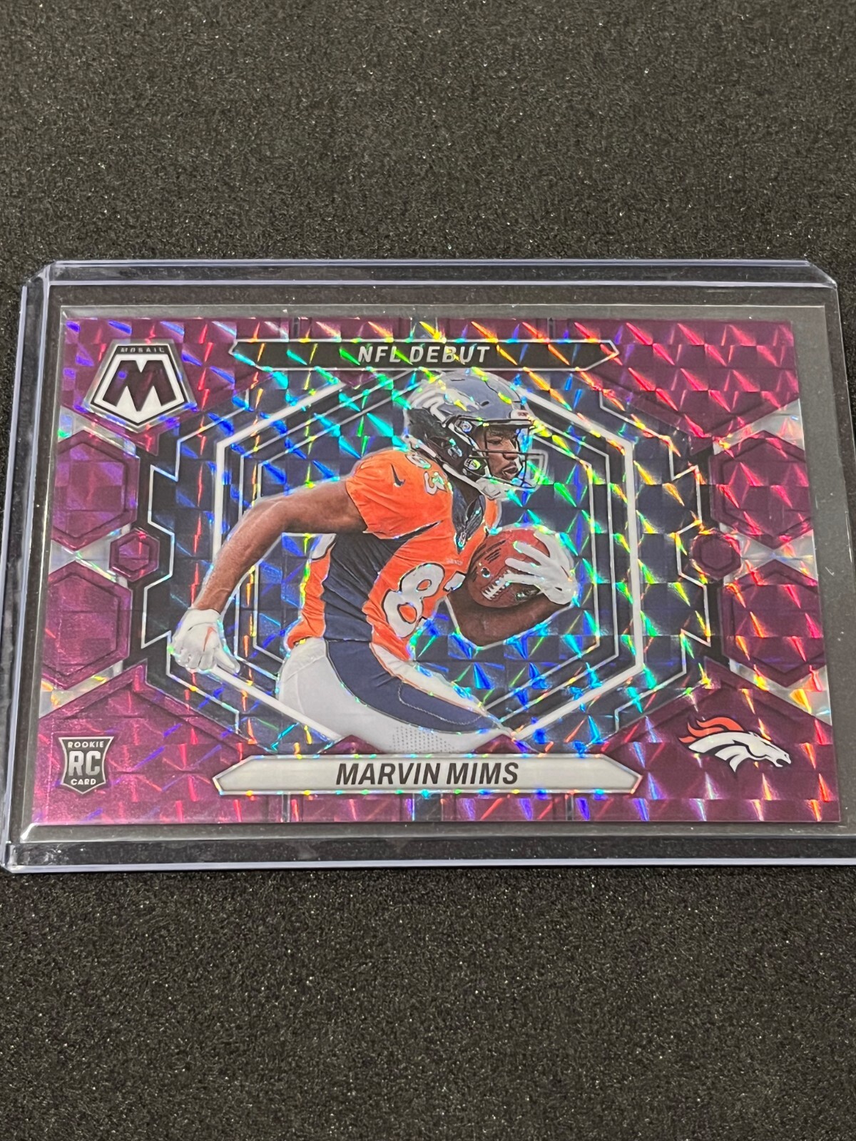 2023 Panini Mosaic Football Marvin Mims NFL Debut Purple Mosaic 4/49 #ND-13