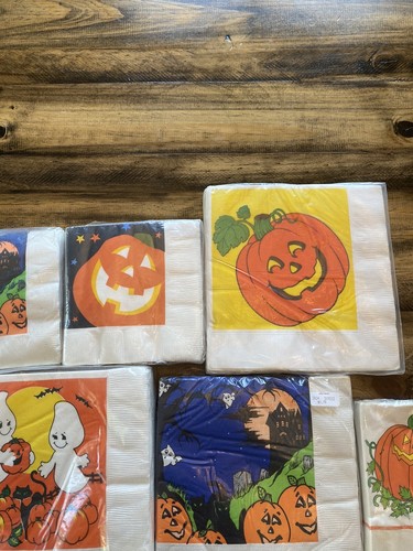 Vintage Halloween Napkins Lot Pumpkins Ghost Witch - Picture 7 of 8