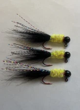 Three hand tied 1/16 crappie jigs 