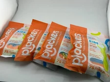 4 pack Plackers Kids Floss Picks Wild Berry 75 Count Dual Gripz Oral Care Tool