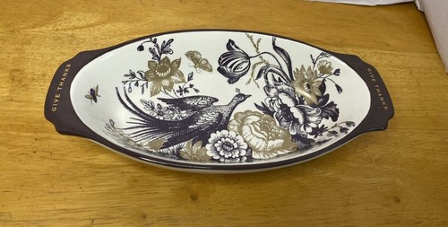 GRASSLANDS ROAD Oval Pheasants Thanksgiving Floral Au Gratin Serving Dish Fall - Picture 6 of 6