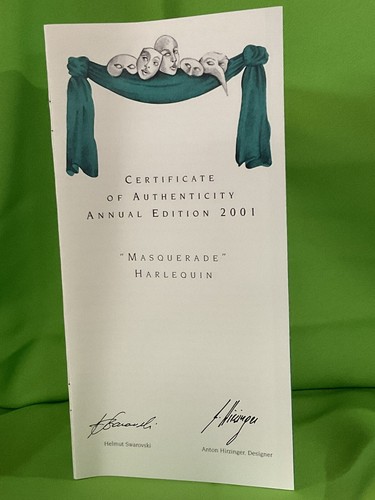 SWAROVSKI CRYSTAL"MASQUERADE" HARLEQUIN FIGURINE, 2001 NIB, COA - Picture 8 of 10