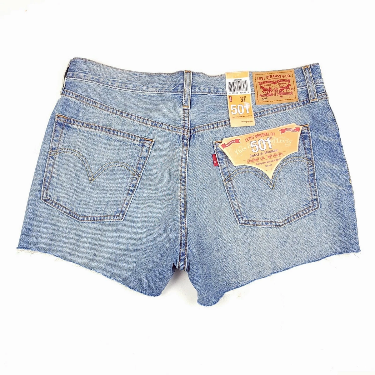 Levi's 501 distressed denim shorts sale