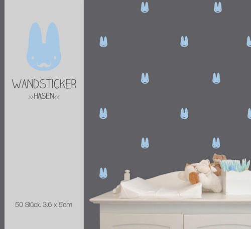 Wandtattoo, Wandsticker "Hasen Jungen" 50 Stück Farbe wählbar - Bild 3 von 6