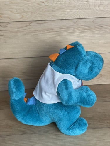 Vintage 90s Planet Hollywood Blue Dinosaur Stuffed Plush Animal w Orlando Shirt - Picture 4 of 9