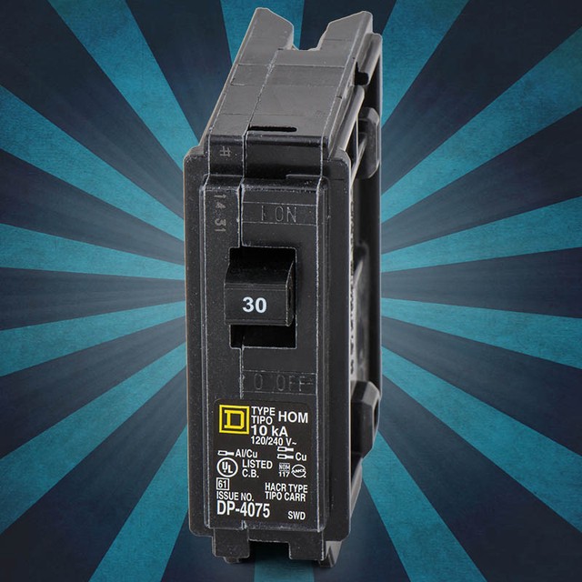 120//240 VAC circuit breaker 30 amp Square D HOM130 1 pole