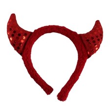 Red Sequin Devil Horns Headband Halloween Costume Accessory - NEW