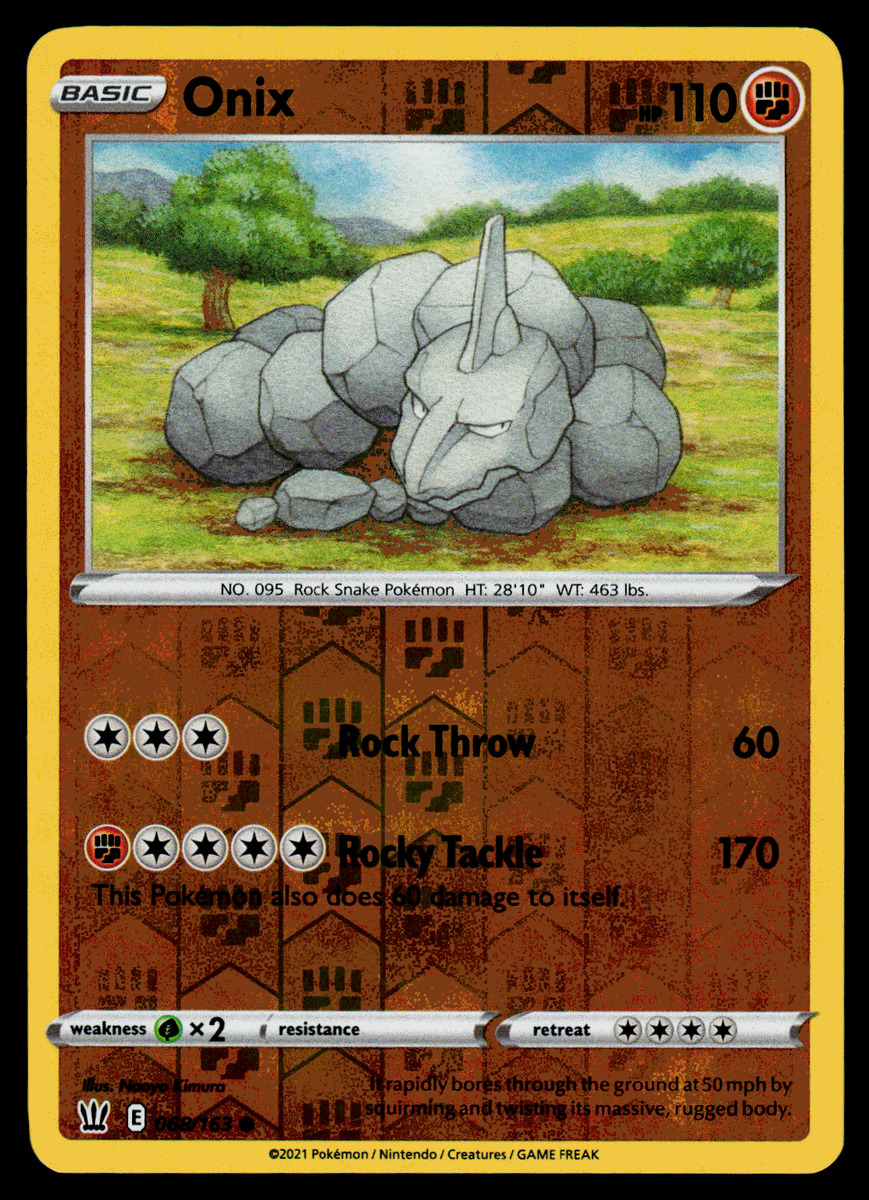 4x Onix - 068/163 - Common - Reverse Holo NM-Mint Pokemon SWSH05 - Battle  Styles