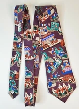 Men's Necktie Tie Mario Valentino Days of Week American Scene Preowned Friday