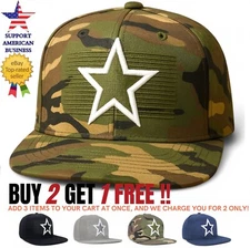 Baseball Cap Mens Snapback Adjustable Flat Brim Visor Star  Camo Trucker Hat