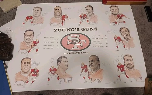 San Francisco 49ers "Young Guns" LE #14/449 Multi Signed - 36x28 - Signed By 10