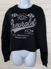 GM Sz LARGE Cropped Black L/S Chevrolet Detroit Speed Top Sweatshirt EUC