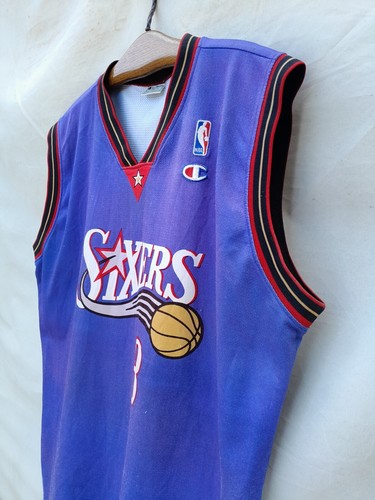 Vintage Allen Iverson Philadelphia Sixers Jersey mens XXL Champion Blue NBA - Picture 2 of 11