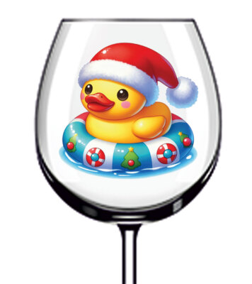 12x Aquarell Weihnachten Cartoon Ente Kinder Vinyl Aufkleber Abziehbild Weinglas Flasche
