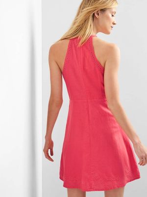 gap linen red dress Linen-Blend Midi Dress