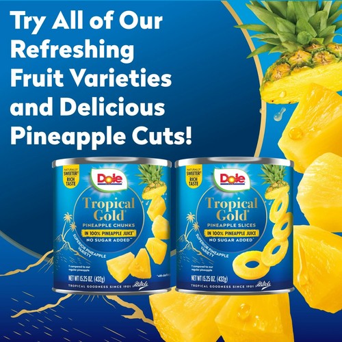 (2 pack) Dole Tropical Gold Pineapple Chunks in 100% Pineapple Juice, 15 oz Can. - Bild 9 von 9