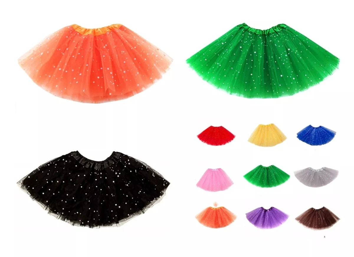 EUPSIIU 3 Pezzi Tutu Danza Gonna Per Ragazze, Gonna Tulle Bambina, Gonna Tutù Da Bambina Con Paillettes Luccicanti, Gonna Tutus A 3 Strati, Tutu Costume Gonna Tulle Carnevale Festa (Multicolore