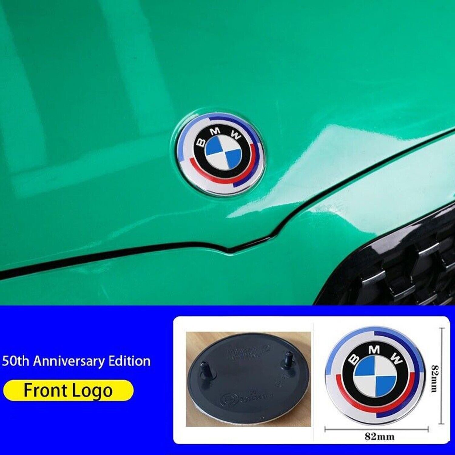 For BMW 82mm Car Front Engine Cover Badge Emblem Hood BMW 50th Anniversary Logo