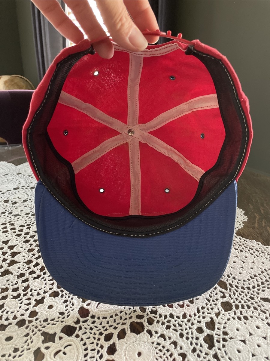 Vintage STP Motor Oil Trucker Snapback Hat Cap Red Blue Patch Hat