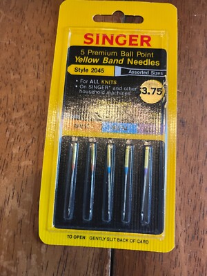 SINGER BALL POINT SEWING MACHINE NEEDLES ONE CARD THREE SIZES STYLE 2045