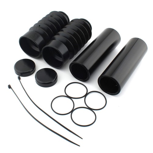 Black Complete Upper Lower Fork Cover Tube Caps For Harley-Davidson Dyna - Picture 4 of 12