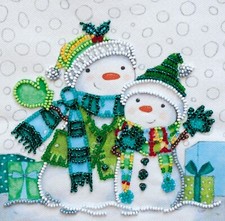 Snowmen Bead Embroidery Kit DIY Handmade Beading Craft Set Gift