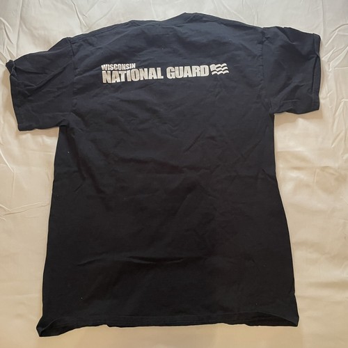T-shirt media uomo bandiera USA americana 100% cotone Wisconsin Guardia Nazionale - Foto 6 di 7