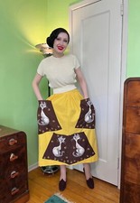 1950s Novelty Print Lady The Tramp Siamese Cat Disney Chore Skirt -unusual