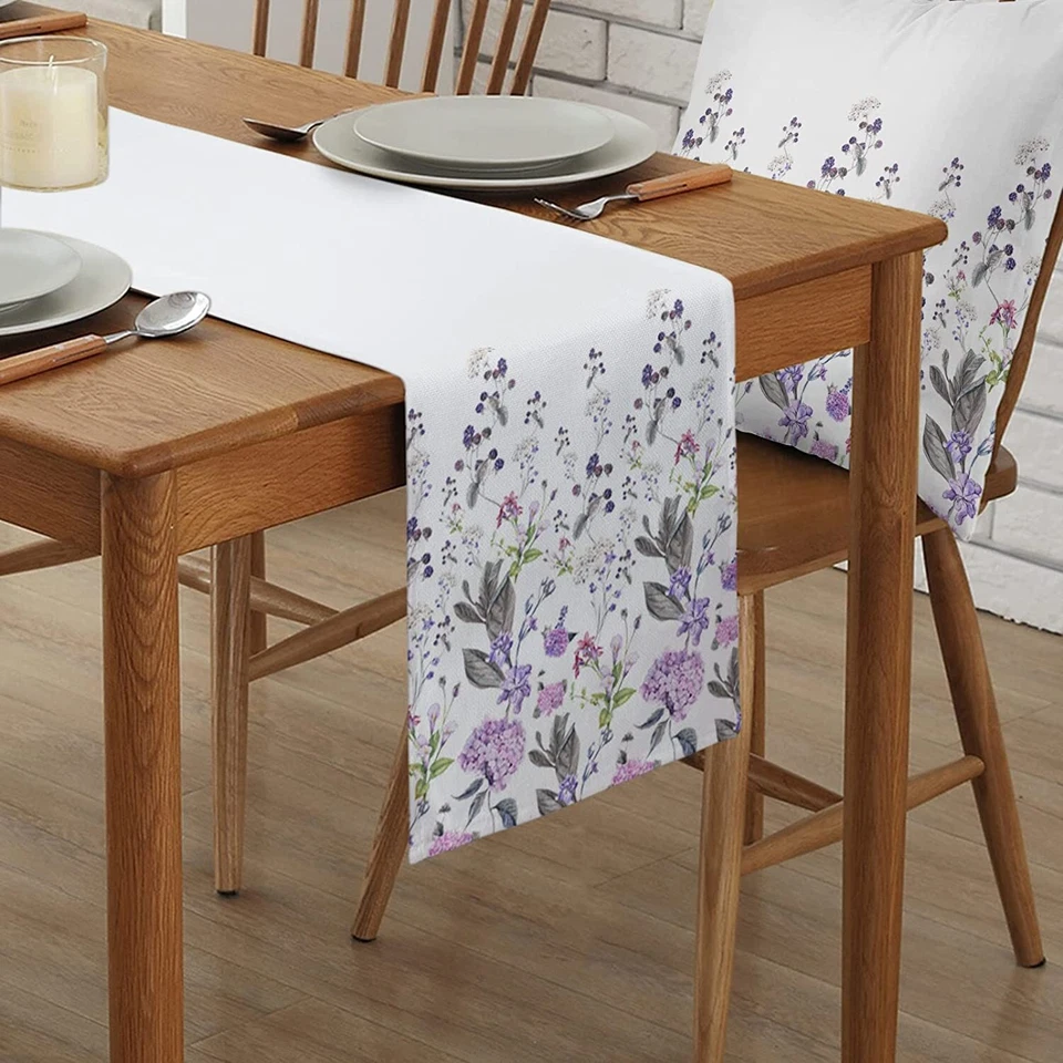 Floral Table Runner 13x72 icnh Farmhouse Burlap Dresser Scarves for Table Decor - Image 4 of 4