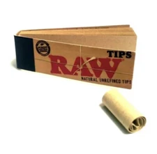 Raw Tips Raw Naturally Unrefined Rolling Paper Filter Tips 50 Count USA SHIPPED